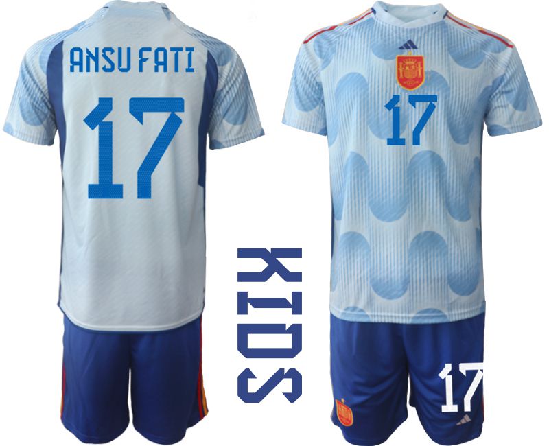 Youth 2022 World Cup National Team Spain away blue #17 Soccer Jersey